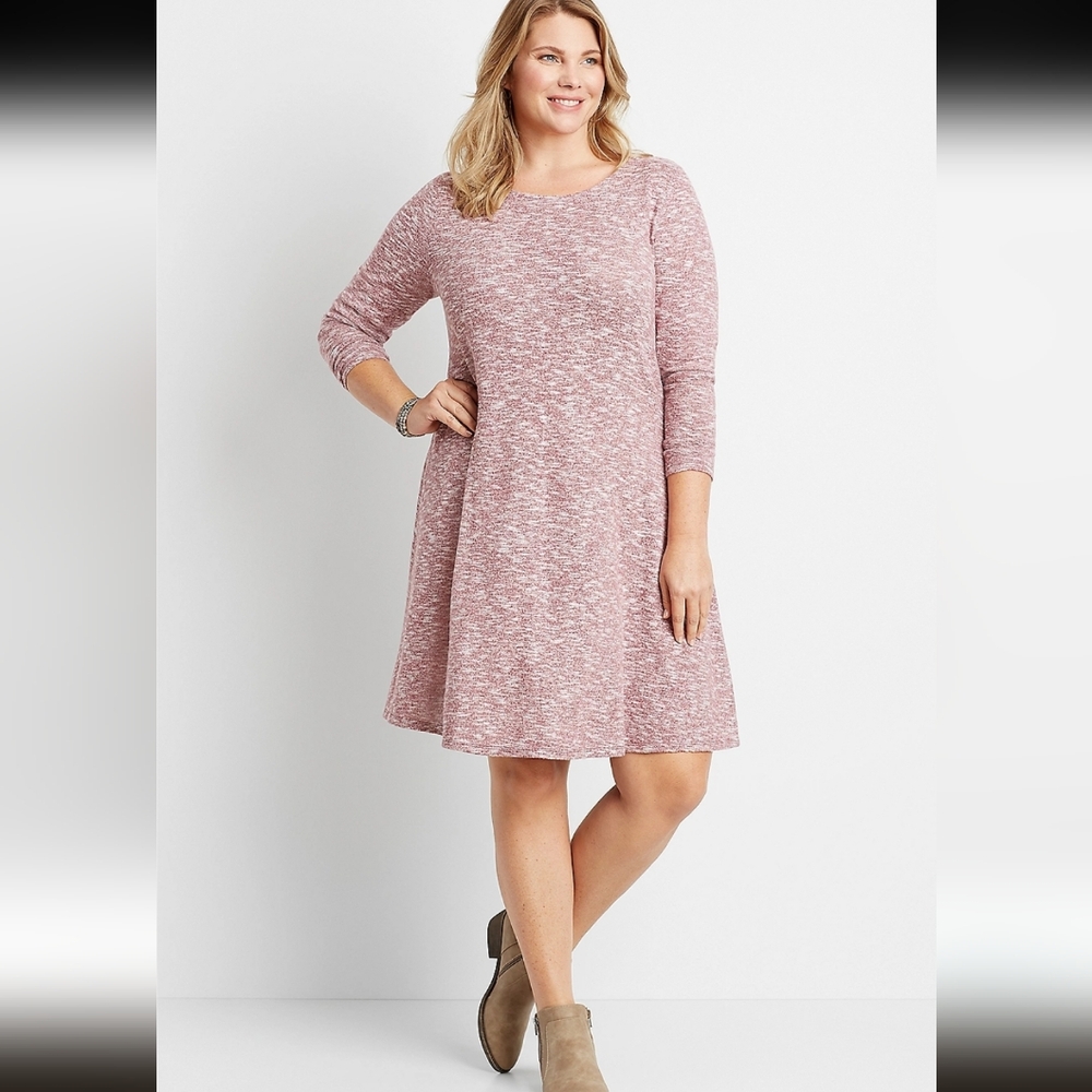 Pink Knit Dress With Tie Back Bow